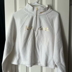 Nike White and Gold Half-Zip Sweatshirt